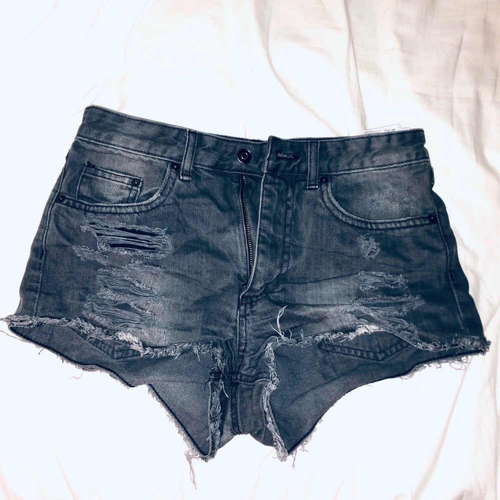 Black jean shorts